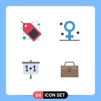 paquete de iconos planos de 4 símbolos universales de venta de gráfico de comercio presentación femenina elementos de diseño vectorial editables vector