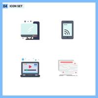 Pictogram Set of 4 Simple Flat Icons of computer video mobile service card Editable Vector Design Elements