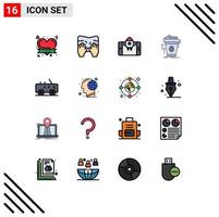 16 Thematic Vector Flat Color Filled Lines and Editable Symbols of hummer cup app coffee product Editable Creative Vector Design Elements