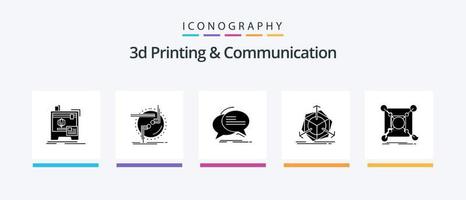 3d Printing And Communication Glyph 5 Icon Pack Including correction. 3d. link. talk. communication. Creative Icons Design vector