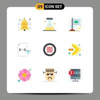 Mobile Interface Flat Color Set of 9 Pictograms of layout file brazil document develop Editable Vector Design Elements