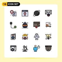 16 Creative Icons Modern Signs and Symbols of hardware cord saturn computers private Editable Creative Vector Design Elements