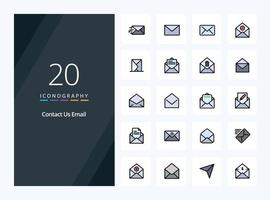 20 icono lleno de línea de correo electrónico para presentación vector