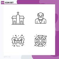 4 Creative Icons Modern Signs and Symbols of building dental historic father health Editable Vector Design Elements