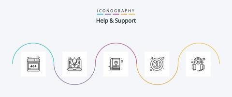 paquete de iconos de línea 5 de ayuda y soporte que incluye ayuda. información. manual. detalles. acerca de vector