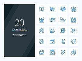 20 Valentines Day Blue Color icon for presentation vector