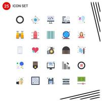 User Interface Pack of 25 Basic Flat Colors of cancer programming computer development coding Editable Vector Design Elements