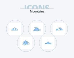 Paquete de iconos azules de montañas 5 diseño de iconos. Cerro. montaña. naturaleza. escena. naturaleza vector