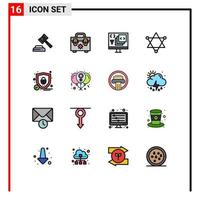 Flat Color Filled Line Pack of 16 Universal Symbols of balloon security develop protection science Editable Creative Vector Design Elements