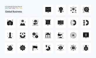 25 Global Business Solid Glyph icon pack vector