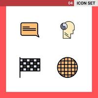 Set of 4 Vector Filledline Flat Colors on Grid for chat race svg mind viennese Editable Vector Design Elements