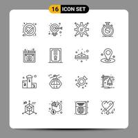 16 Creative Icons Modern Signs and Symbols of lock practice marketing automation meditation clock Editable Vector Design Elements