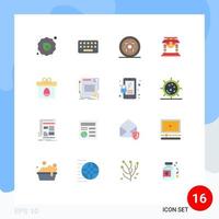 16 iconos creativos signos y símbolos modernos de caja llave china puerta china paquete editable de elementos de diseño de vectores creativos