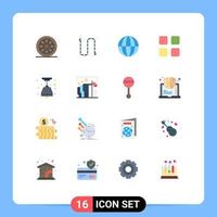 Modern Set of 16 Flat Colors and symbols such as math calculator jewelry calc globe Editable Pack of Creative Vector Design Elements