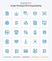 Creative Design Thinking And D Printing Modeling 25 Blue icon pack  Such As view. factory. chat. monitore. computer vector