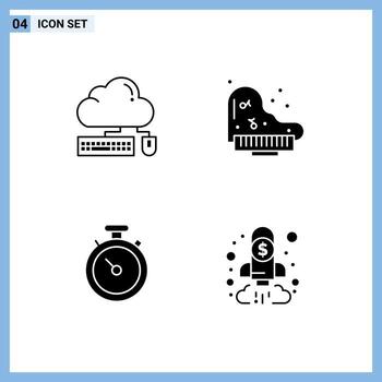 4 Creative Icons Modern Signs and Symbols of computing map cloud instrument pin Editable Vector Design Elements