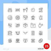 Set of 25 Modern UI Icons Symbols Signs for support chat couple sunny day Editable Vector Design Elements