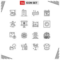 Set of 16 Vector Outlines on Grid for iot website clean web internet Editable Vector Design Elements