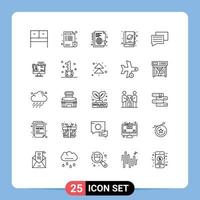 25 iconos creativos signos y símbolos modernos de chat ciencia archivo planeta libro elementos de diseño vectorial editables vector