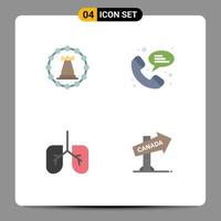 Flat Icon Pack of 4 Universal Symbols of castle lungs rook phone direction Editable Vector Design Elements