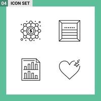 Line Pack of 4 Universal Symbols of budget bars funding commerce page Editable Vector Design Elements