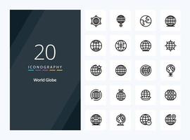 20 Globe Outline icon for presentation vector