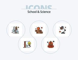 paquete de iconos llenos de línea de ciencia y escuela 5 diseño de iconos. notas ajustes. lámpara. planta. engranaje vector