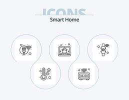Smart Home Line Icon Pack 5 Icon Design. network. home. private. automation. time vector