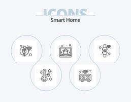 Smart Home Line Icon Pack 5 Icon Design. network. home. private. automation. time vector