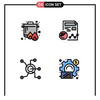 Set of 4 Modern UI Icons Symbols Signs for boil data cooking profile worldwide Editable Vector Design Elements