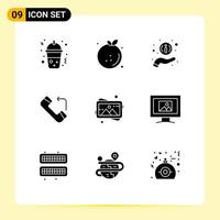 9 iconos creativos signos y símbolos modernos de marco de fotos ayudan a llamar al arte elementos de diseño vectorial editables vector