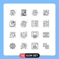 Set of 16 Modern UI Icons Symbols Signs for eid new paper drink cup Editable Vector Design Elements