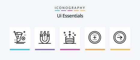 paquete de iconos ui essentials line 5 que incluye interfaz. agregar. eliminar. configuración. engranaje. diseño de iconos creativos vector