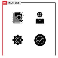 4 Creative Icons Modern Signs and Symbols of document general avatar support wheel Editable Vector Design Elements