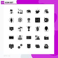 25 Thematic Vector Solid Glyphs and Editable Symbols of muslim shake management handshake elephant Editable Vector Design Elements