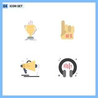 Pack of 4 creative Flat Icons of award advertising edge finger megaphone Editable Vector Design Elements