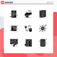 Modern Set of 9 Solid Glyphs and symbols such as location invite news paper female card Editable Vector Design Elements