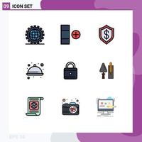 Set of 9 Modern UI Icons Symbols Signs for education meal artificial kitchen technology Editable Vector Design Elements