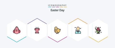 Easter 25 FilledLine icon pack including preacher. male. nature. church. happy vector