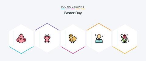 paquete de iconos de línea completa de Pascua 25 que incluye predicador. masculino. naturaleza. iglesia. feliz vector