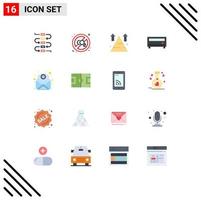 Modern Set of 16 Flat Colors and symbols such as eye attachment land player amplifier Editable Pack of Creative Vector Design Elements