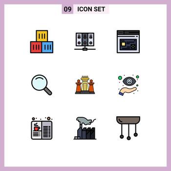 9 Universal Filledline Flat Colors Set for Web and Mobile Applications computer ui internet search design Editable Vector Design Elements