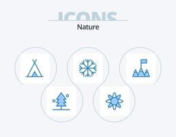 paquete de iconos de naturaleza azul 5 diseño de iconos. . montañas. naturaleza. bandera. copo de nieve vector
