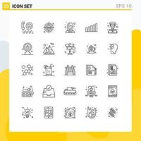 Editable Vector Line Pack of 25 Simple Lines of captain captain head shot signal lady Editable Vector Design Elements