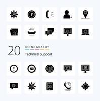 20 Technical Support Solid Glyph icon Pack like service live text message chat support vector