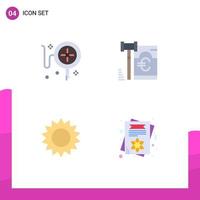 Pack of 4 Modern Flat Icons Signs and Symbols for Web Print Media such as tracking garden gdpr law card Editable Vector Design Elements