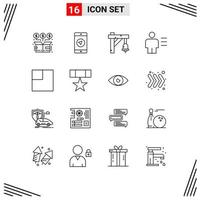 Universal Icon Symbols Group of 16 Modern Outlines of human body poniter avatar transportation Editable Vector Design Elements