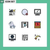 Pictogram Set of 9 Simple Filledline Flat Colors of service installation computer app pc Editable Vector Design Elements