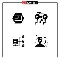 Pack of 4 creative Solid Glyphs of emercoin secure web server crypto currency love audio Editable Vector Design Elements