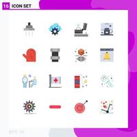 16 Flat Color concept for Websites Mobile and Apps drink panel event control cabin Editable Pack of Creative Vector Design Elements